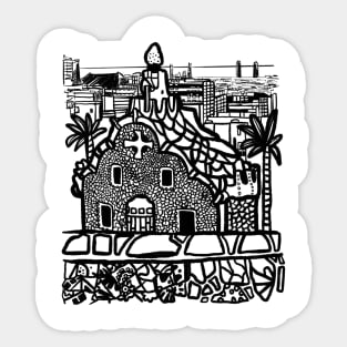 Barcelona city Spain parc guell architecture Sticker